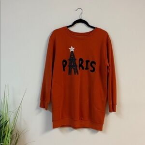 Korean style Orange Paris tunic Sweatshirt/dress size M